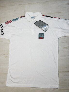 Vintage 90s IXSPA Global Grand Slam Polo Shirt NWT Men’s Flag Print Size S